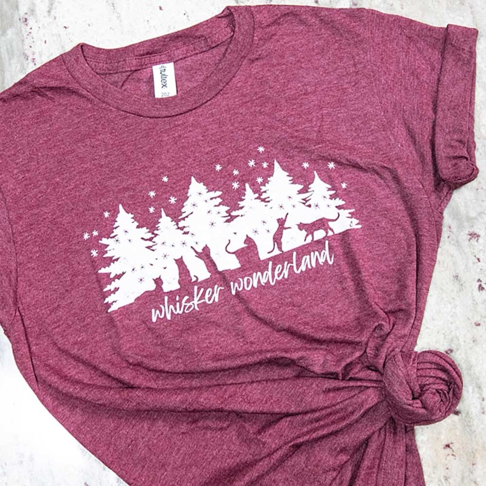 Cat Lady Maroon and White Whisker Wonderland Cat Shirt Women’s Small Never Worn